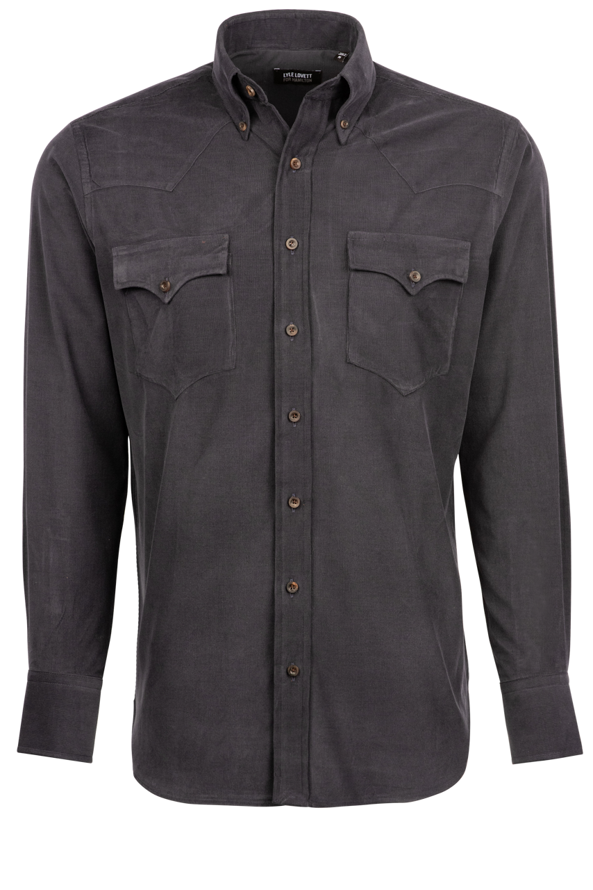 Lyle Lovett for Hamilton Corduroy Button-Front Shirt - Dark Navy