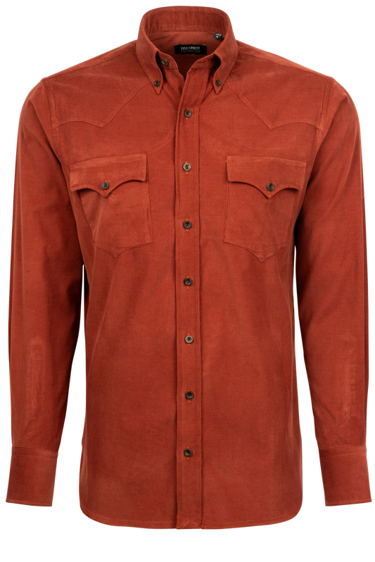 Lyle Lovett for Hamilton Corduroy Button-Front Shirt - Burnt Orange