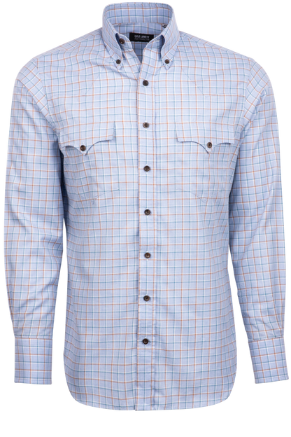 Lyle Lovett for Hamilton Button-Front Shirt - Blue & Brown Check