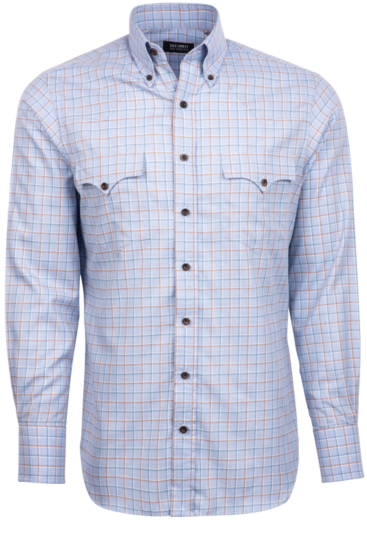 Lyle Lovett for Hamilton Button-Front Shirt - Blue & Brown Check