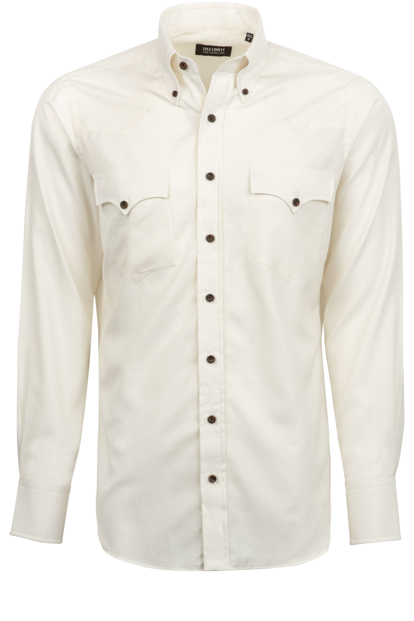 Lyle Lovett for Hamilton Ivory Cashmere Button-Front Western Shirt ...
