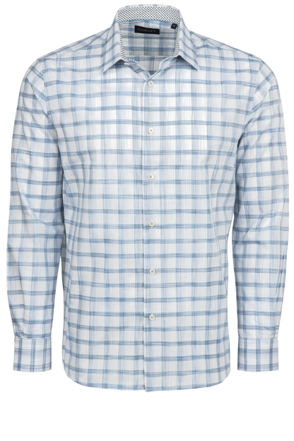 Garnet Button-Front Sport Shirt - Blue Plaid