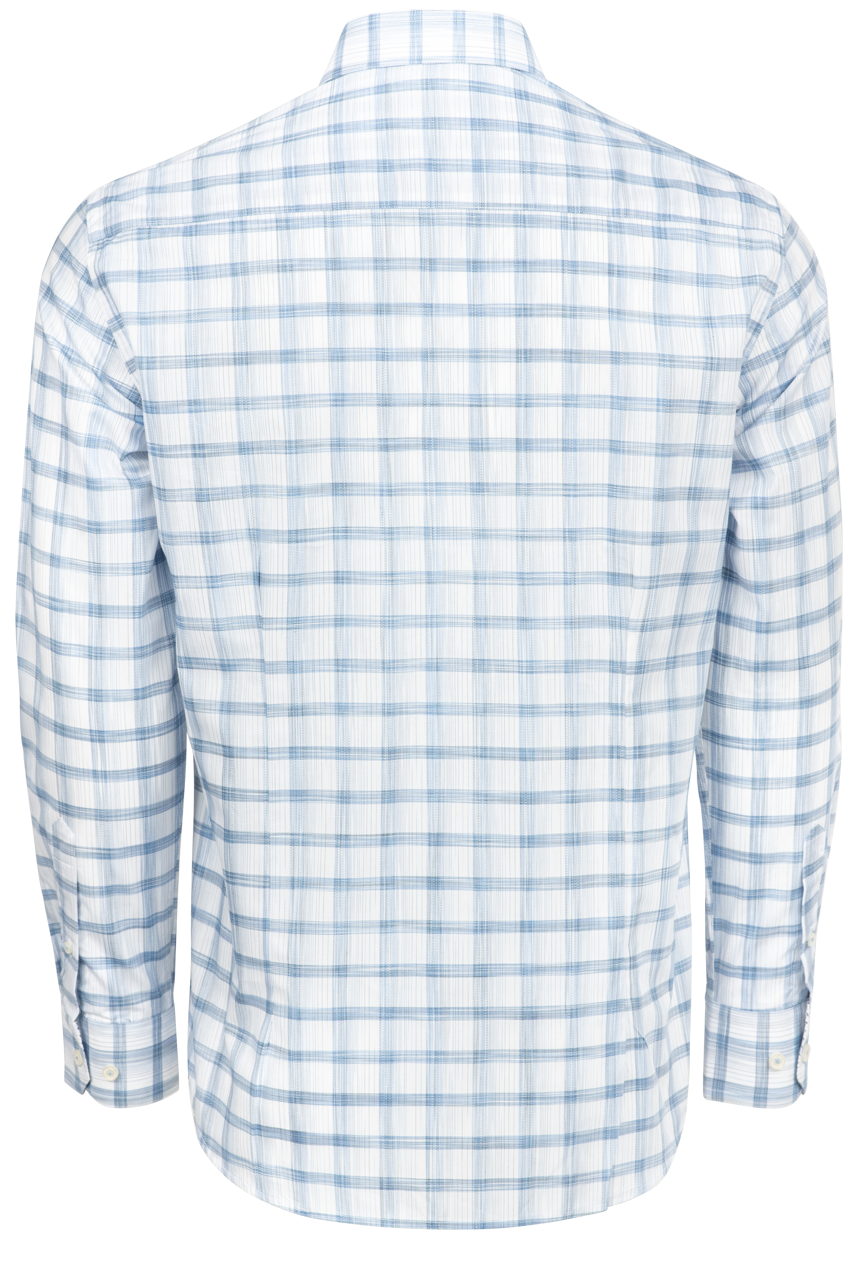 Garnet Button-Front Sport Shirt - Blue Plaid