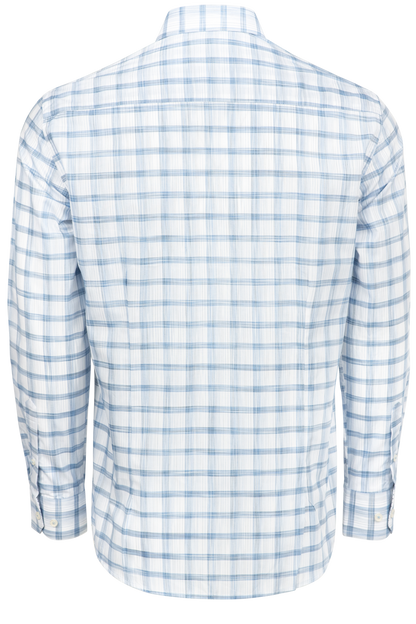 Garnet Button-Front Sport Shirt - Blue Plaid