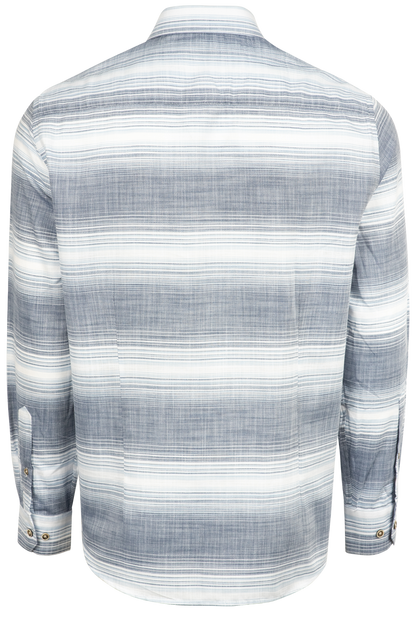 Garnet Button-Front Sport Shirt - Striped Blue