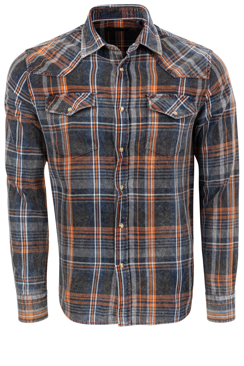 Garnet Snap Front Shirt - Indigo Plaid