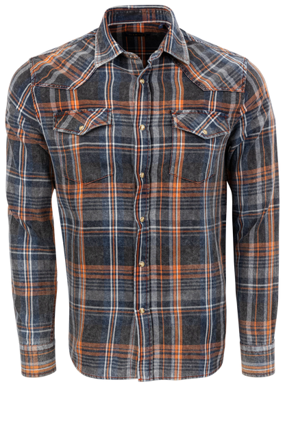 Garnet Snap Front Shirt - Indigo Plaid