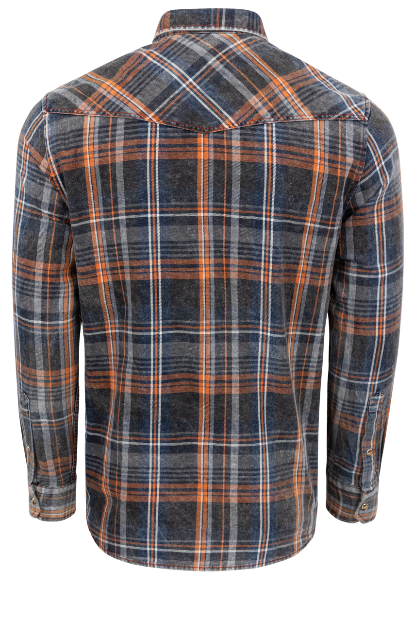 Garnet Snap Front Shirt - Indigo Plaid