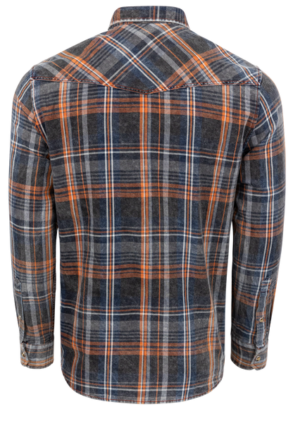 Garnet Snap Front Shirt - Indigo Plaid