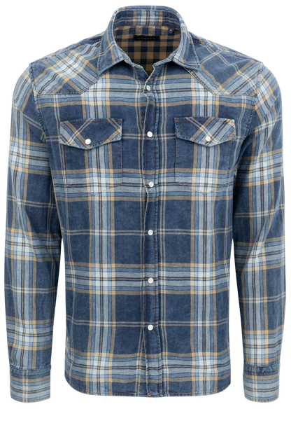 Garnet Snap Front Shirt - Indigo Plaid