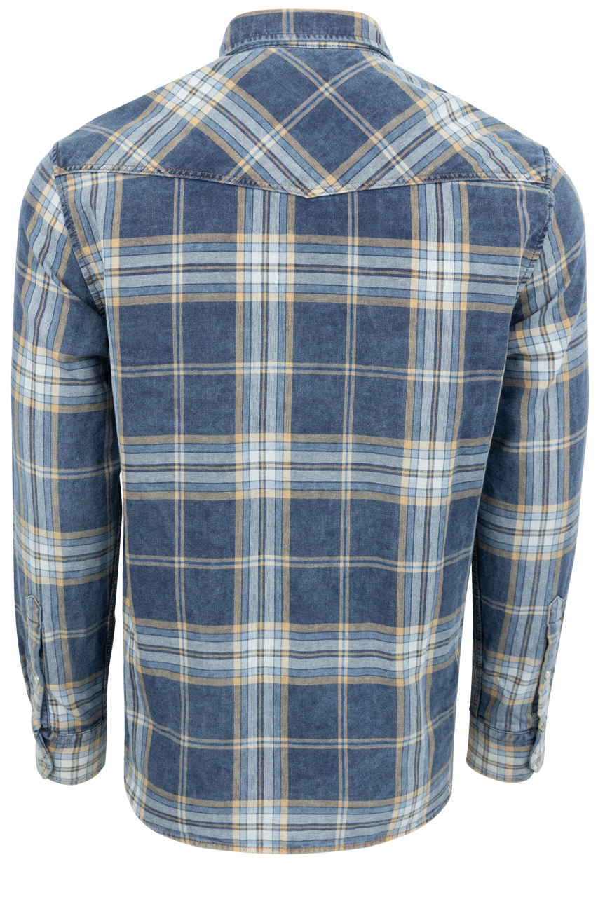 Garnet Snap Front Shirt - Indigo Plaid