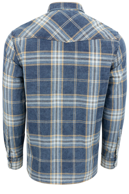 Garnet Snap Front Shirt - Indigo Plaid