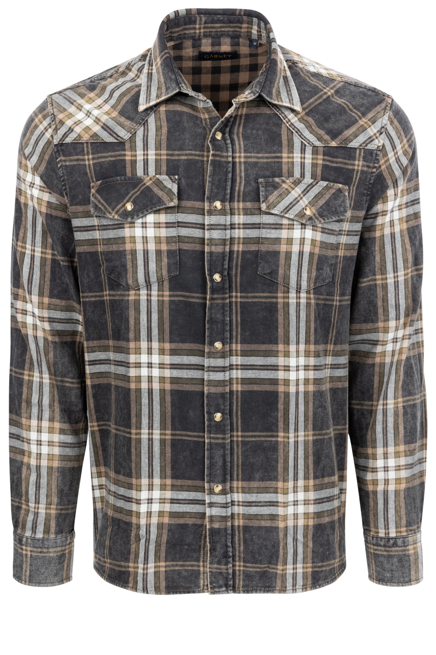 Garnet Snap Front Shirt - Forest Plaid