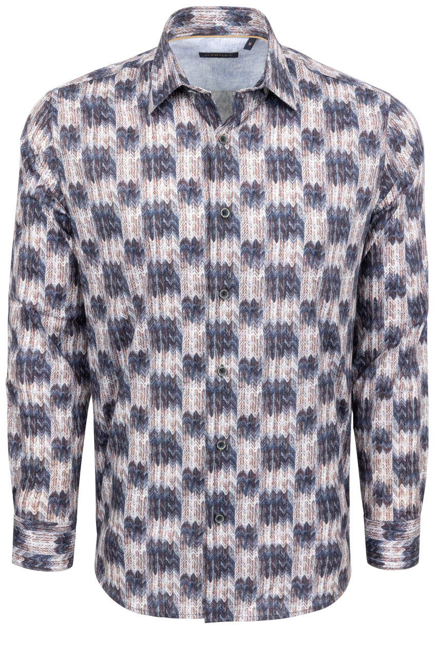 Garnet Button-Front Shirt - Printed Blue