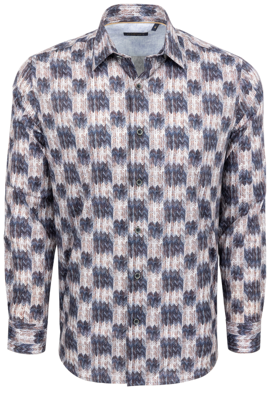 Garnet Button-Front Shirt - Printed Blue