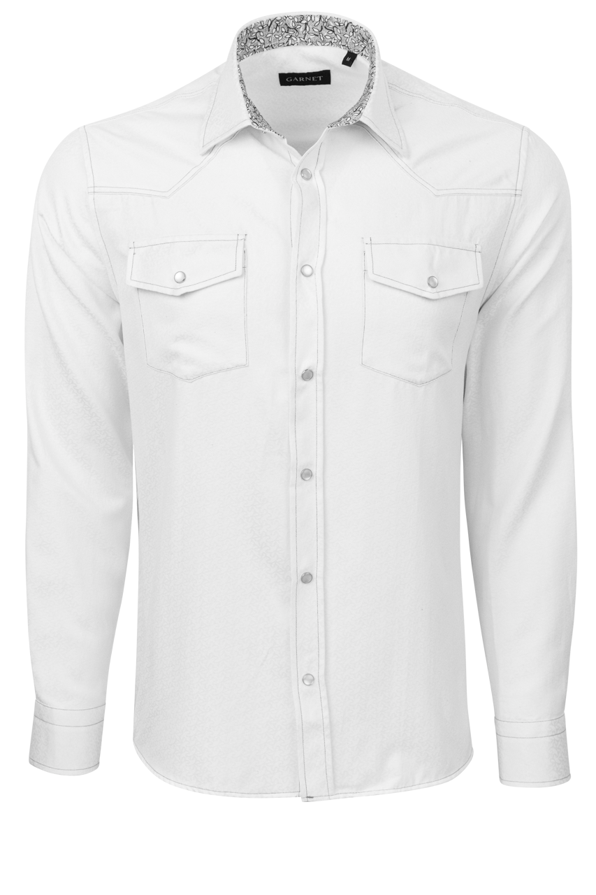 Garnet Snap Front Shirt - Solid White