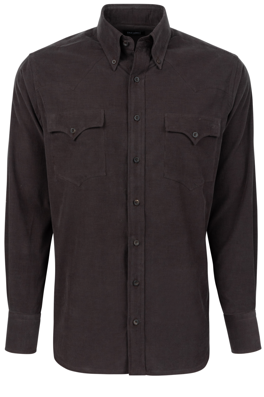 Lyle Lovett for Hamilton Button-Front Shirt - Chocolate Corduroy