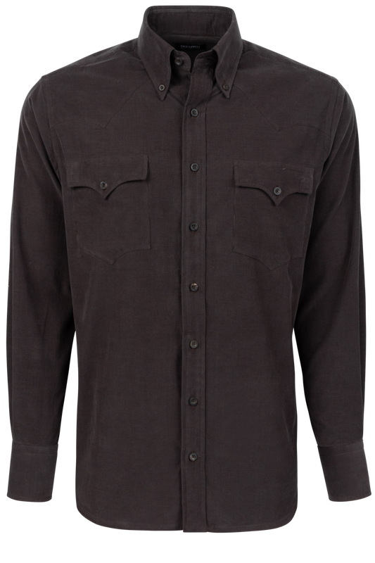 Lyle Lovett for Hamilton Button-Front Shirt - Chocolate Corduroy