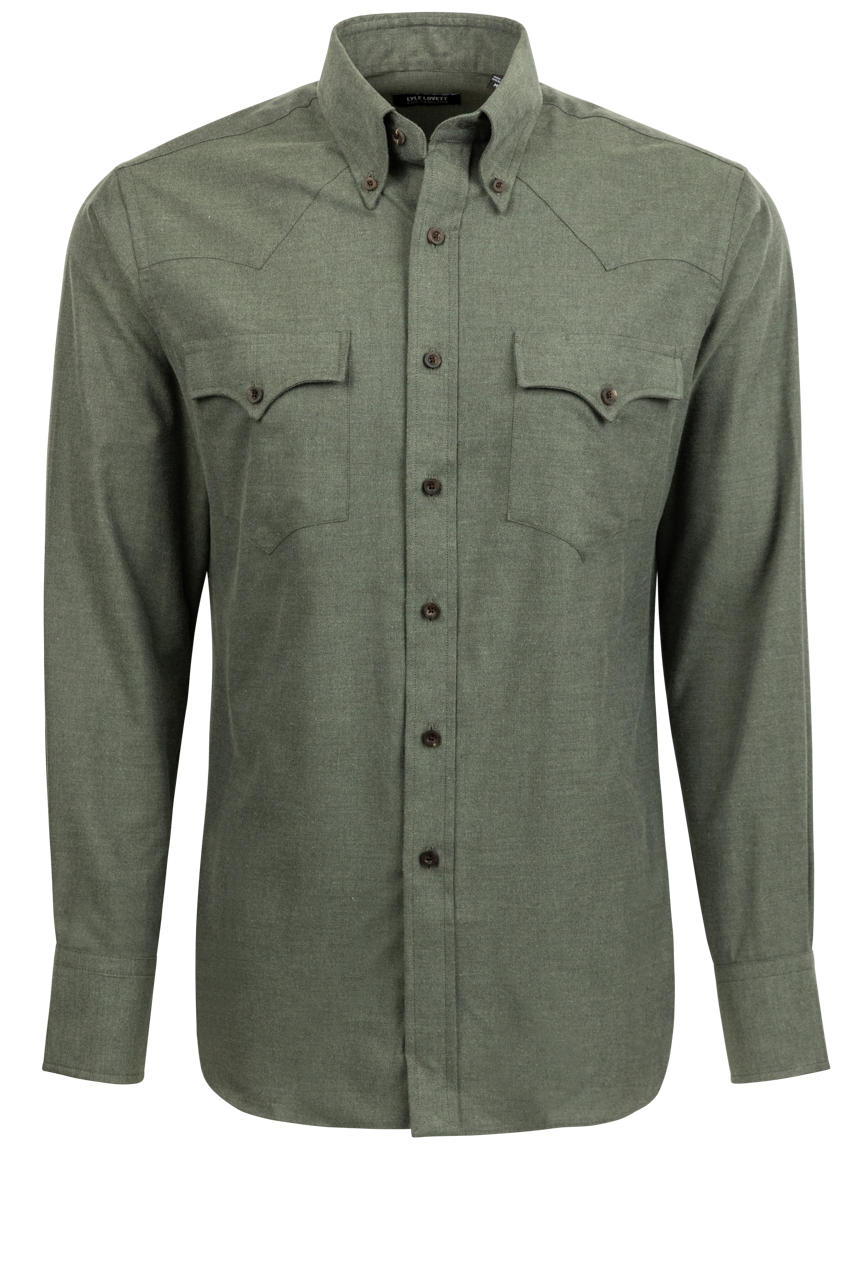 Lyle Lovett for Hamilton Button-Front Shirt - Green Melange