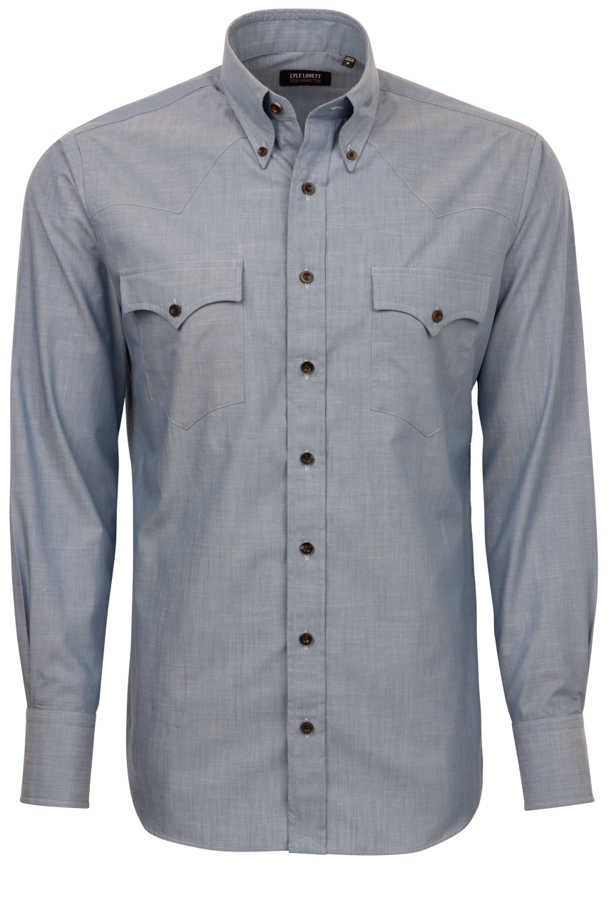 Lyle Lovett for Hamilton Button-Front Shirt - Blue Chambray