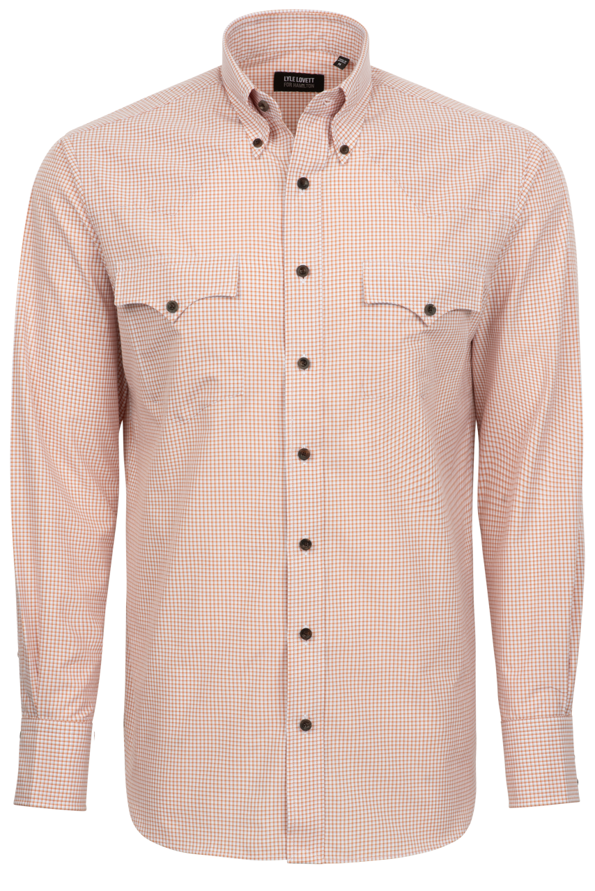 Lyle Lovett for Hamilton Button-Front Shirt - Orange Check