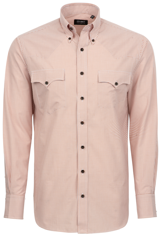 Lyle Lovett for Hamilton Button-Front Shirt - Orange Check