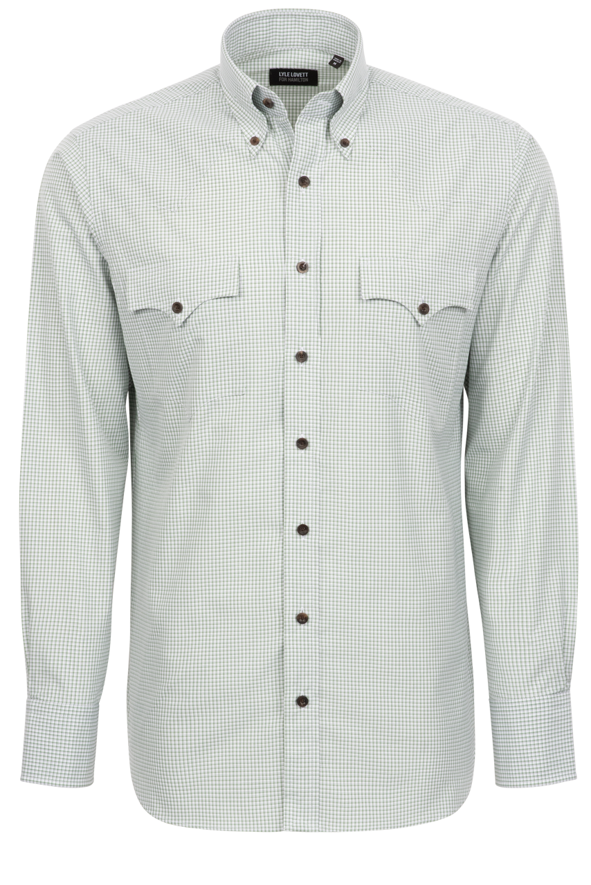 Lyle Lovett for Hamilton Button-Front Shirt - Green Check