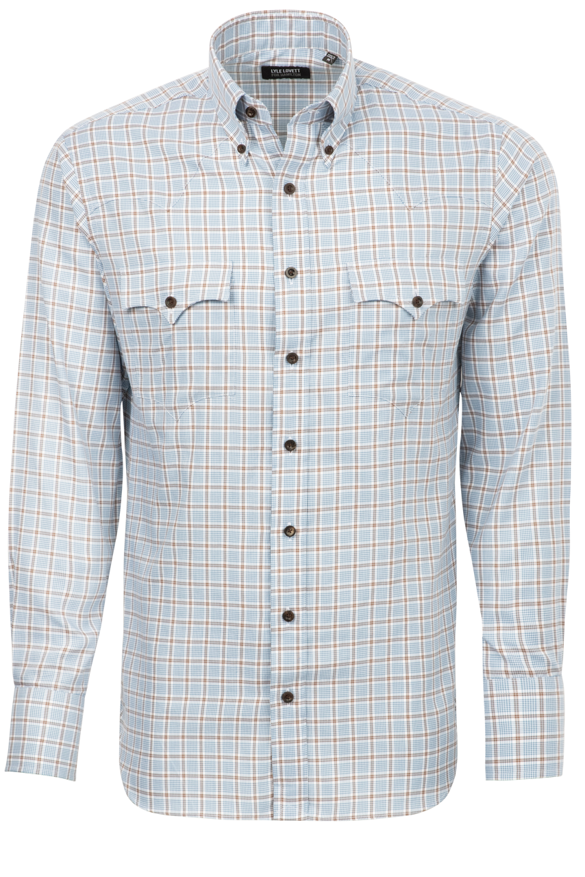 Lyle Lovett for Hamilton Button-Front Shirt - Blue & Brown Check