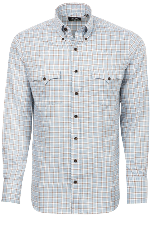 Lyle Lovett for Hamilton Button-Front Shirt - Blue & Brown Check