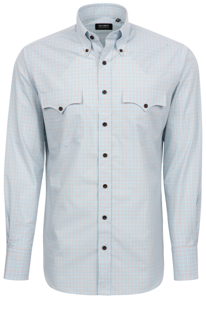 Lyle Lovett for Hamilton Button-Front Shirt - Blue/Orange Check