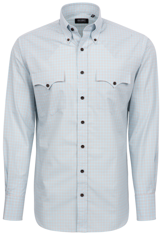 Lyle Lovett for Hamilton Button-Front Shirt - Blue/Orange Check