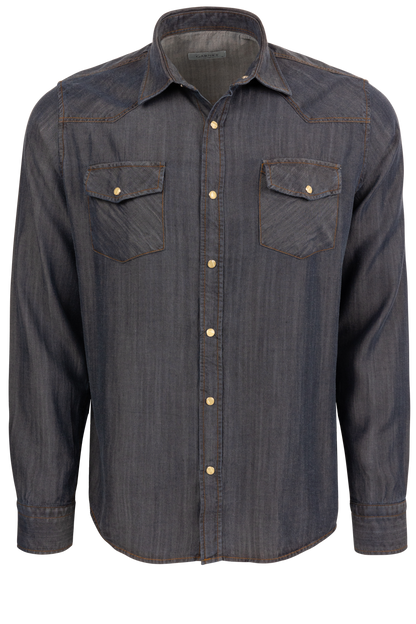 Garnet Snap Front Shirt - Dark Indigo