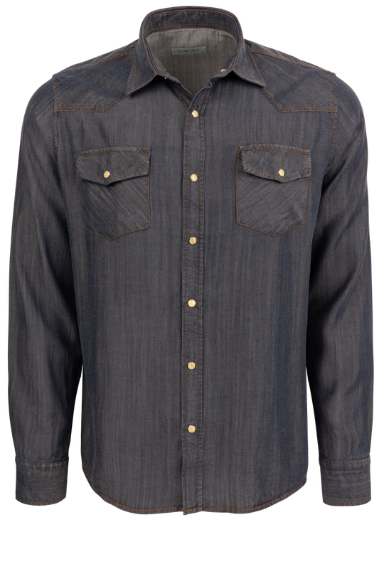 Garnet Snap Front Shirt - Dark Indigo