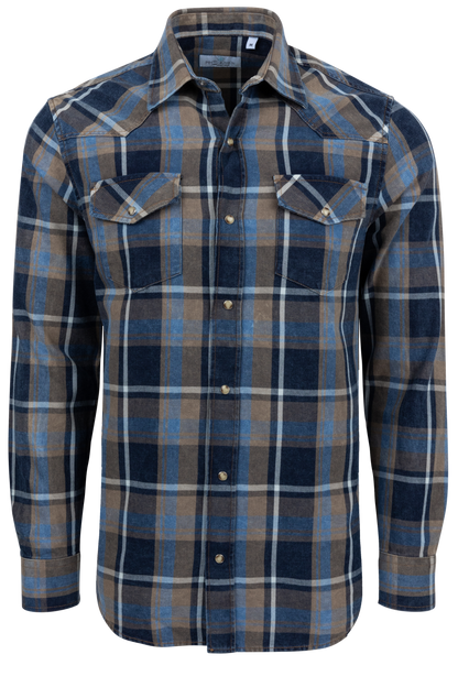 Pinto Ranch YY Collection Plaid Snap Front Shirt - Blue Multi