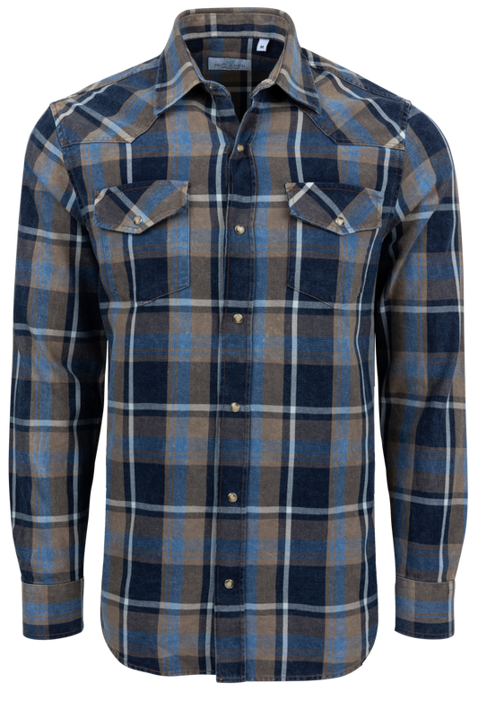 Pinto Ranch YY Collection Plaid Snap Front Shirt - Blue Multi