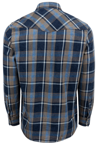 Pinto Ranch YY Collection Plaid Snap Front Shirt - Blue Multi