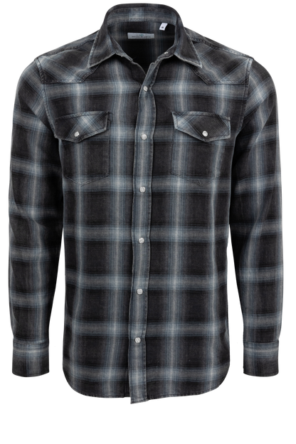 Pinto Ranch YY Collection Plaid Button-Front Shirt - Black