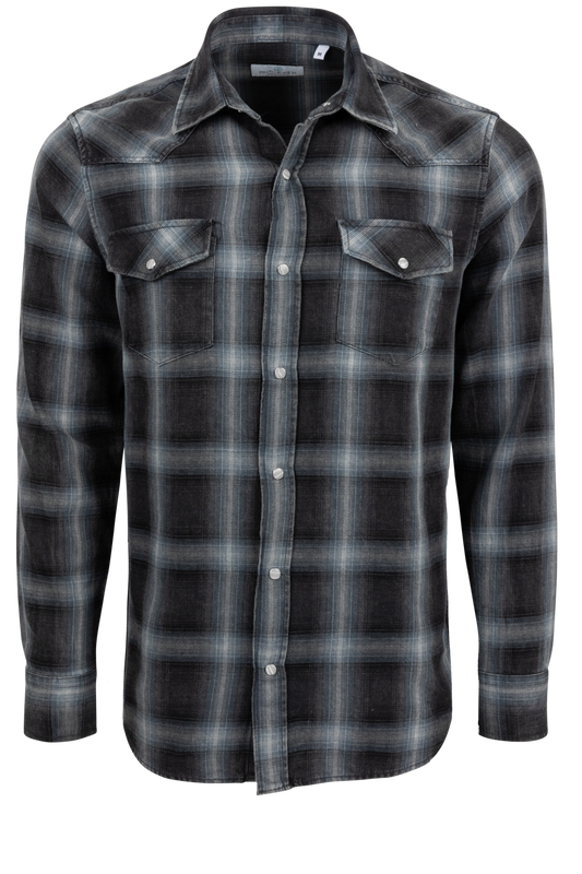 Pinto Ranch YY Collection Plaid Button-Front Shirt - Black