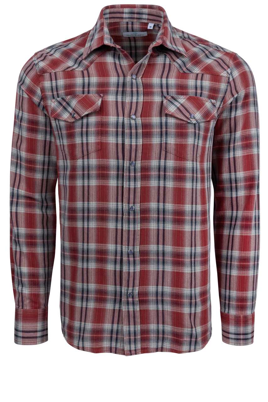 Pinto Ranch YY Collection Plaid Button-Front Shirt - Rust