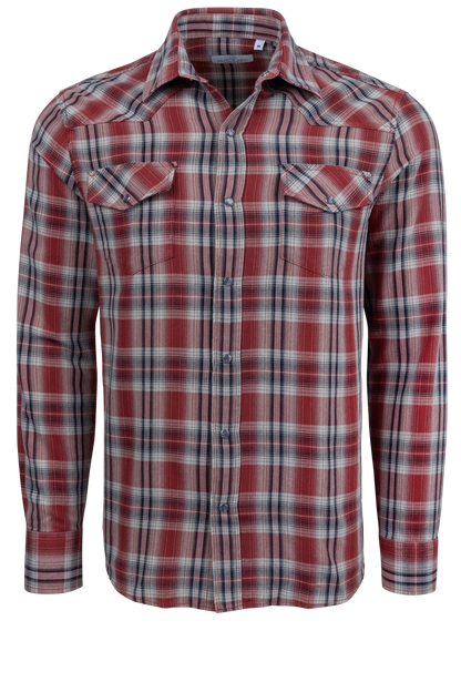 Pinto Ranch YY Collection Plaid Button-Front Shirt - Rust