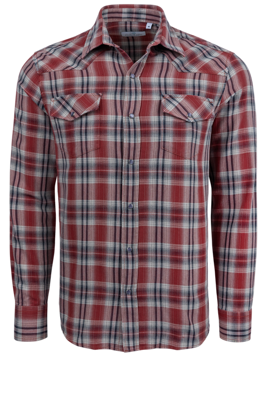 Pinto Ranch YY Collection Plaid Button-Front Shirt - Rust