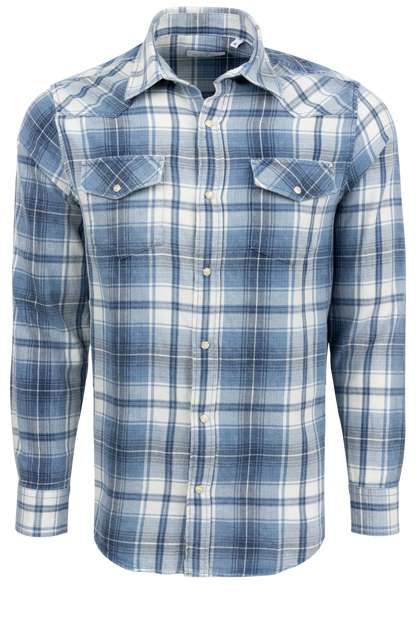 Pinto Ranch YY Collection Plaid Snap Front Shirt - Indigo