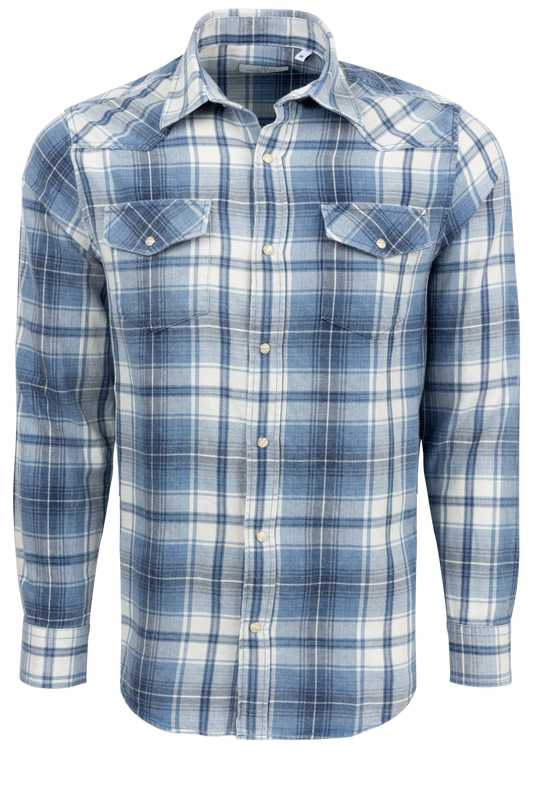 Pinto Ranch YY Collection Plaid Snap Front Shirt - Indigo
