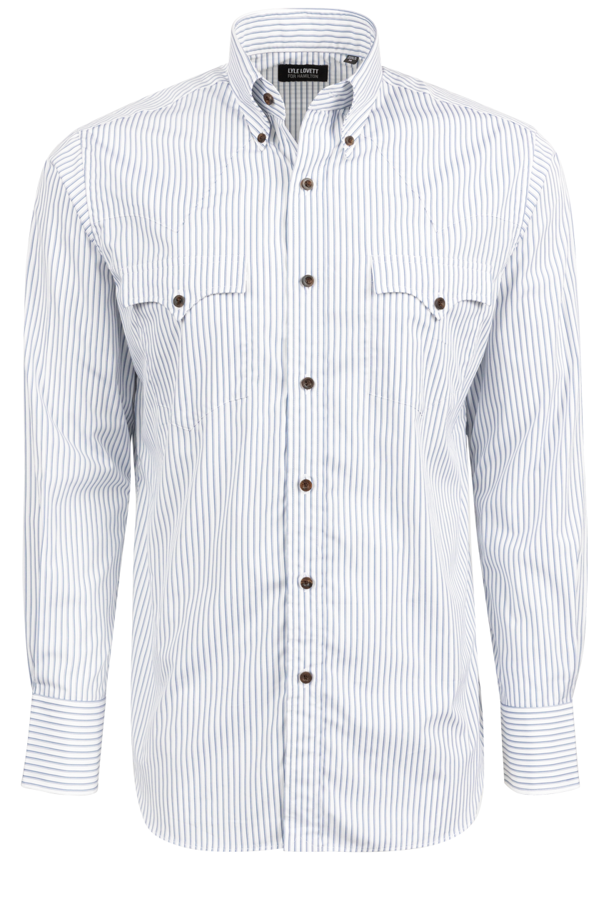 Lyle Lovett for Hamilton Snap Front Shirt - Striped White