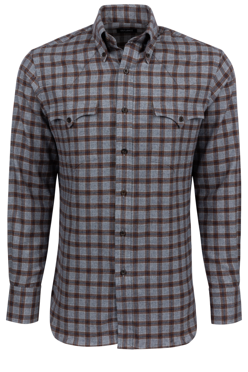 Lyle Lovett for Hamilton Snap Front Shirt - Brown and Navy