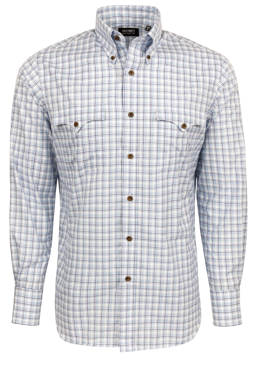 Lyle Lovett for Hamilton Button-Front Shirt - Multi Blue Check