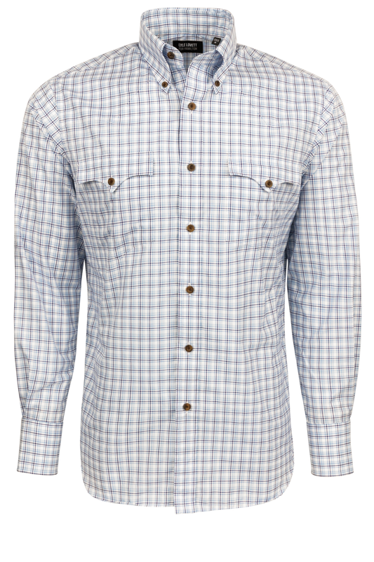 Lyle Lovett for Hamilton Button-Front Shirt - Multi Blue Check