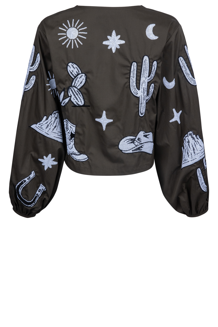 Queen of Sparkles Western Icon Tie Up Top