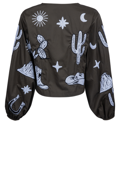 Queen of Sparkles Western Icon Tie Up Top