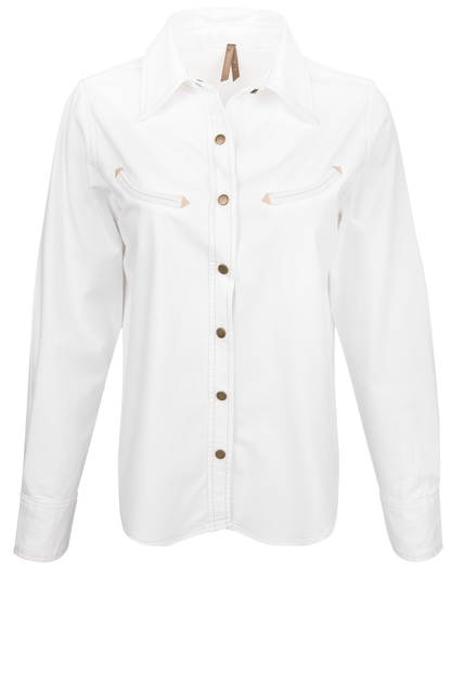 Stetson Women's Classic White Denim Blouse